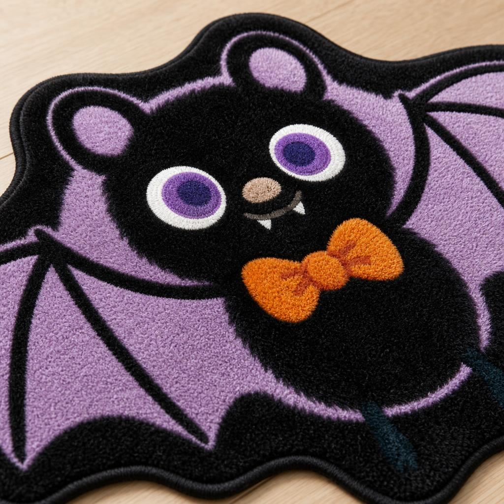 Kawaii bat rug - close-up texture detail