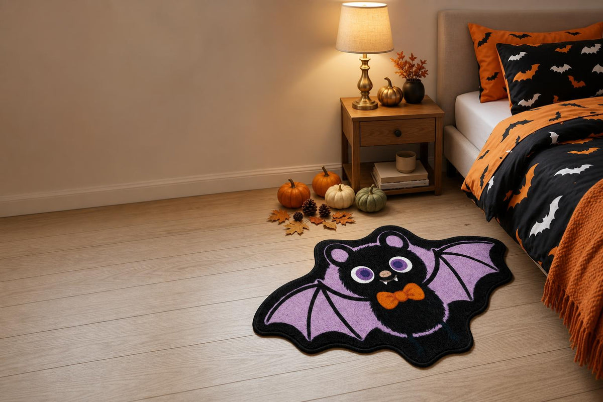 Kawaii bat rug - bedroom lifestyle