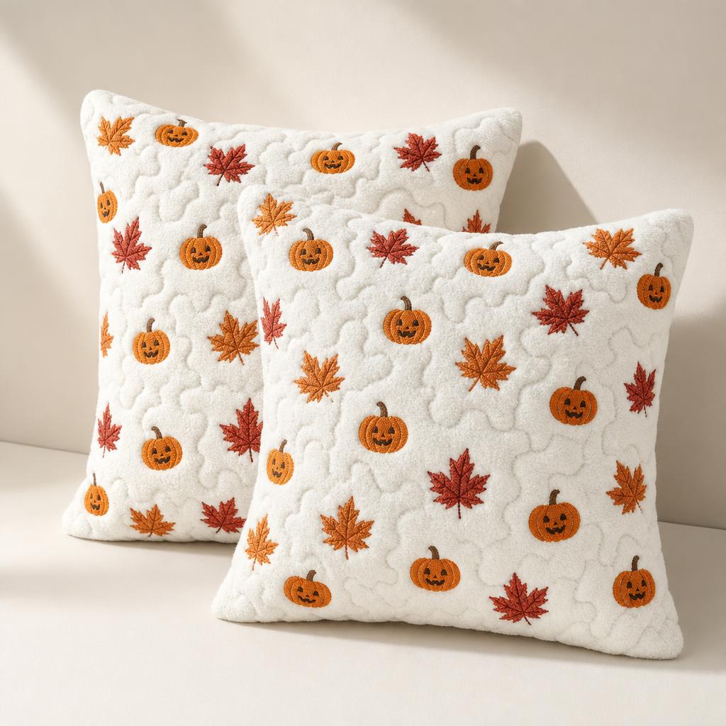 Ghost and pumpkin pillow covers - Maple Leaf Pumpkin pattern