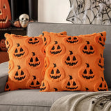 Halloween Decor Ghost Pumpkin Throw Pillow Covers (Set of 2, 18X18In) - White Quilted Embroidery, Spooky Cute, Indoor/Outdoor Cushion Cases for Living Room Sofa Bedroom Housewarming Gift, Ghost Pumpkins