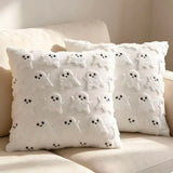 Halloween Decor Ghost Pumpkin Throw Pillow Covers (Set of 2, 18X18In) - White Quilted Embroidery, Spooky Cute, Indoor/Outdoor Cushion Cases for Living Room Sofa Bedroom Housewarming Gift, Ghost Pumpkins