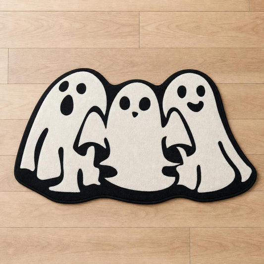 Three ghosts Halloween doormat - studio photo