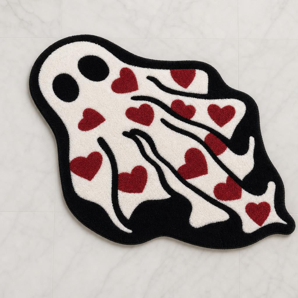 Gothic heart ghost bath mat - studio photo