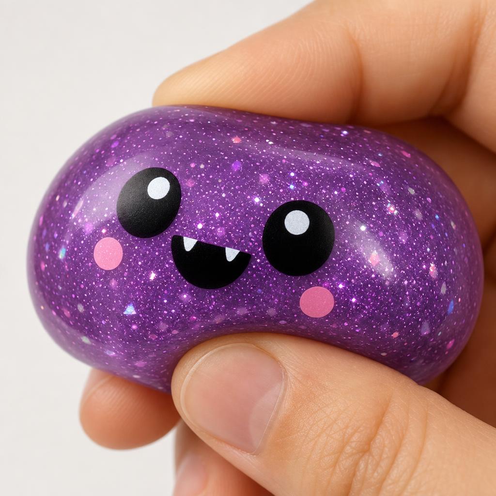 Ghost squishy - close-up glitter detail