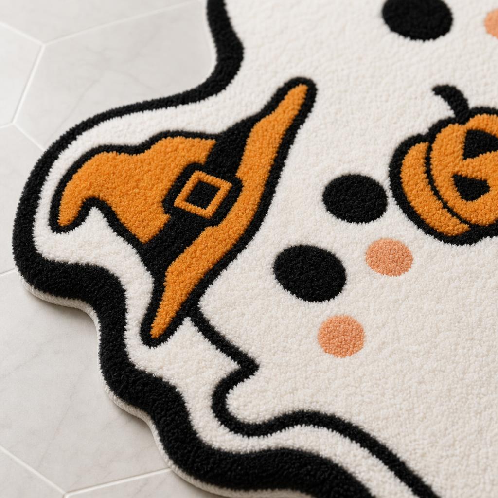 Witch hat ghost bath mat - close-up texture detail