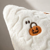 Ghost and pumpkin pillow covers - embroidery detail