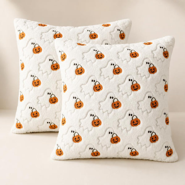 Ghost and pumpkin pillow covers - studio photo
