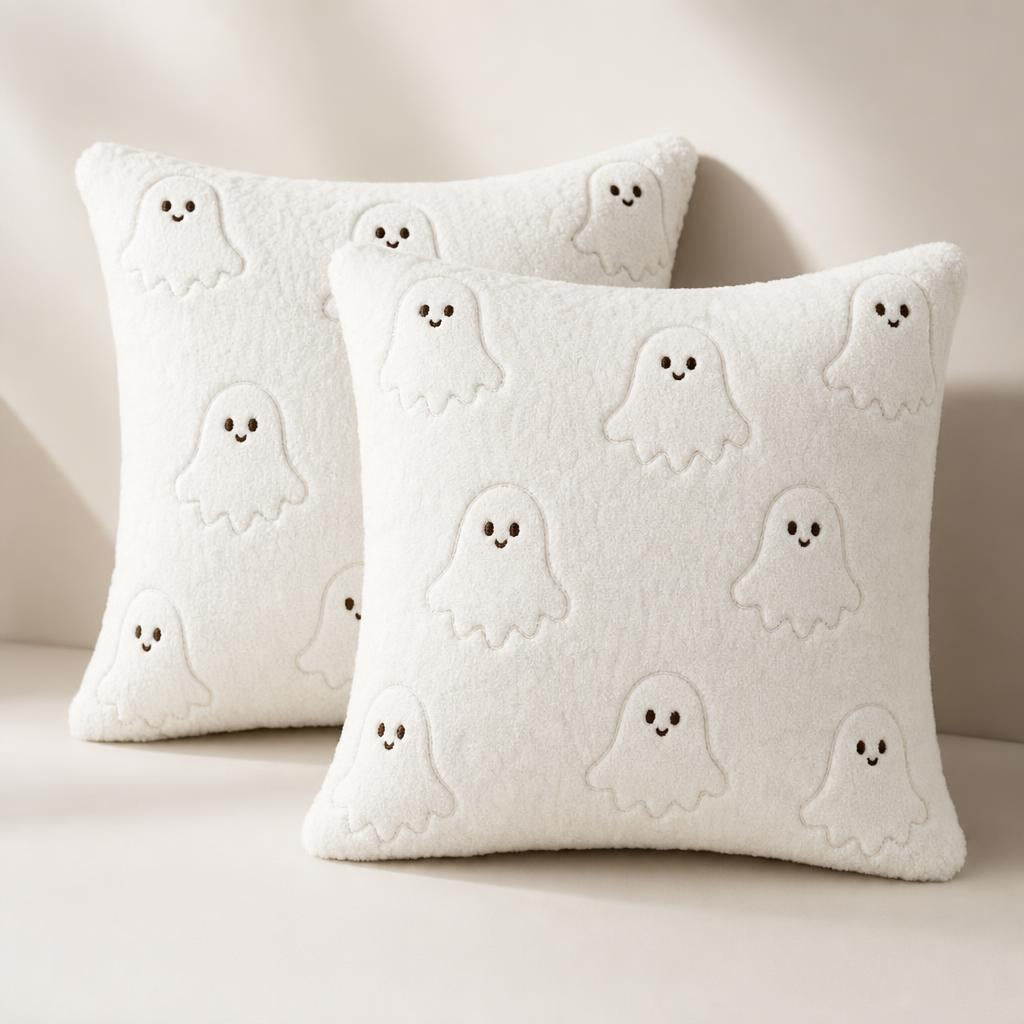 Ghost and pumpkin pillow covers - White Ghost pattern